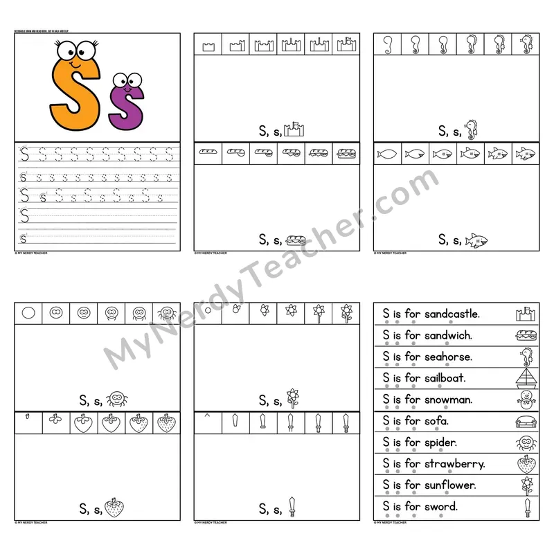 Letter S Tracing and Handwriting Practice — Beginning Sounds