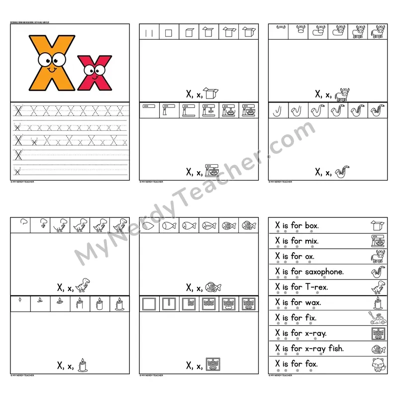 Letter X Tracing and Handwriting Practice — Beginning Sounds