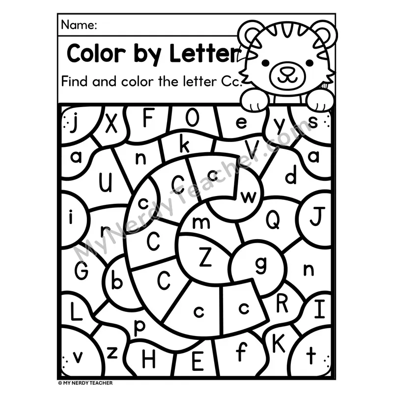 Letter C Upper and Lowercase Color by Letter Worksheet