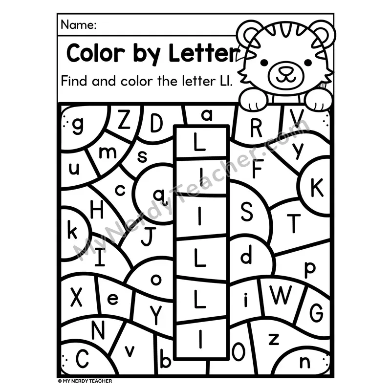 Letter L Upper and Lowercase Color by Letter Worksheet