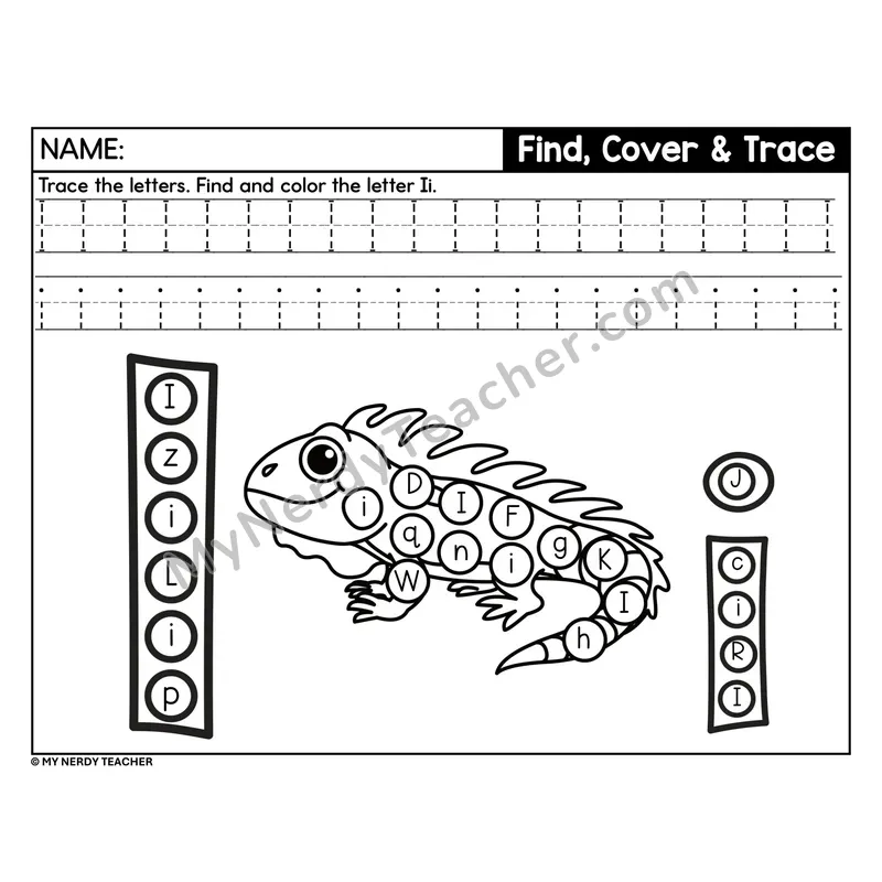 Letter I Find, Cover, and Trace Worksheet