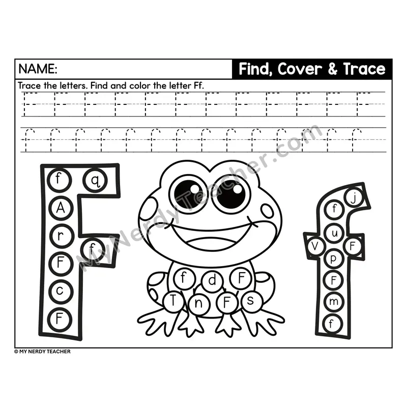 Letter F Find, Cover, and Trace Worksheet