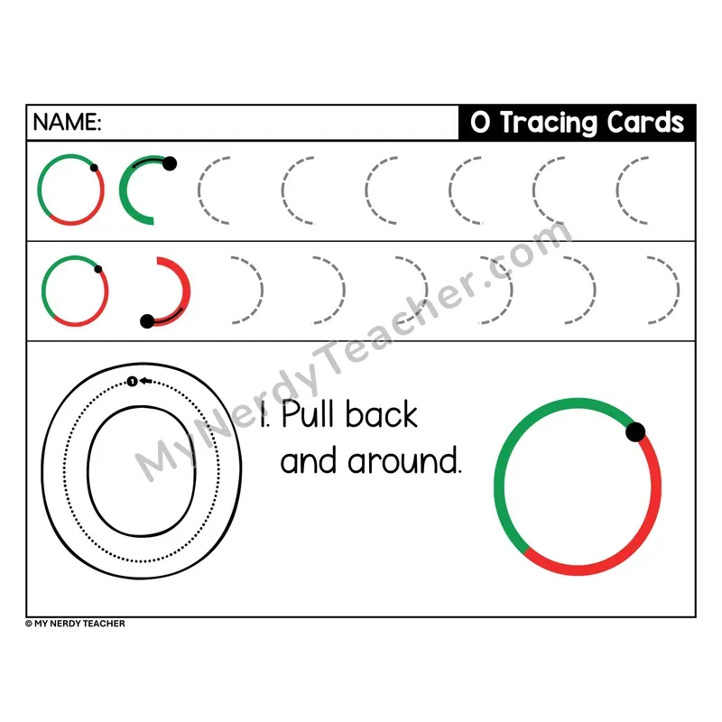 Uppercase Letter O Tracing Card — Stroke Order
