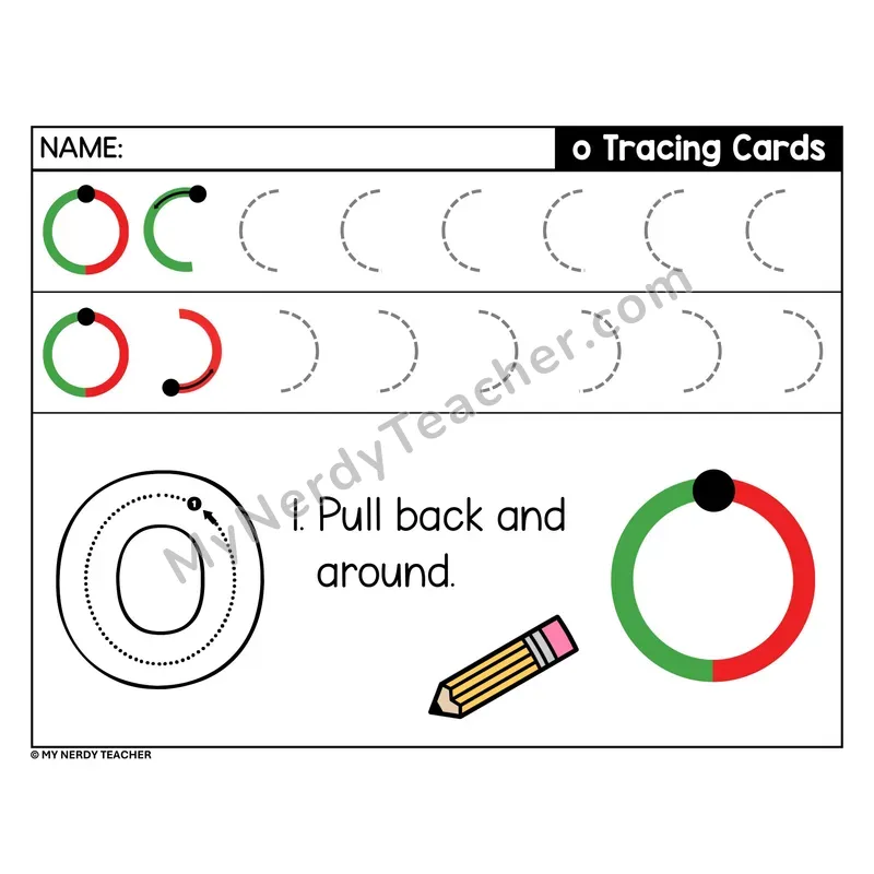 Lowercase Letter o Tracing Card — Stroke Order