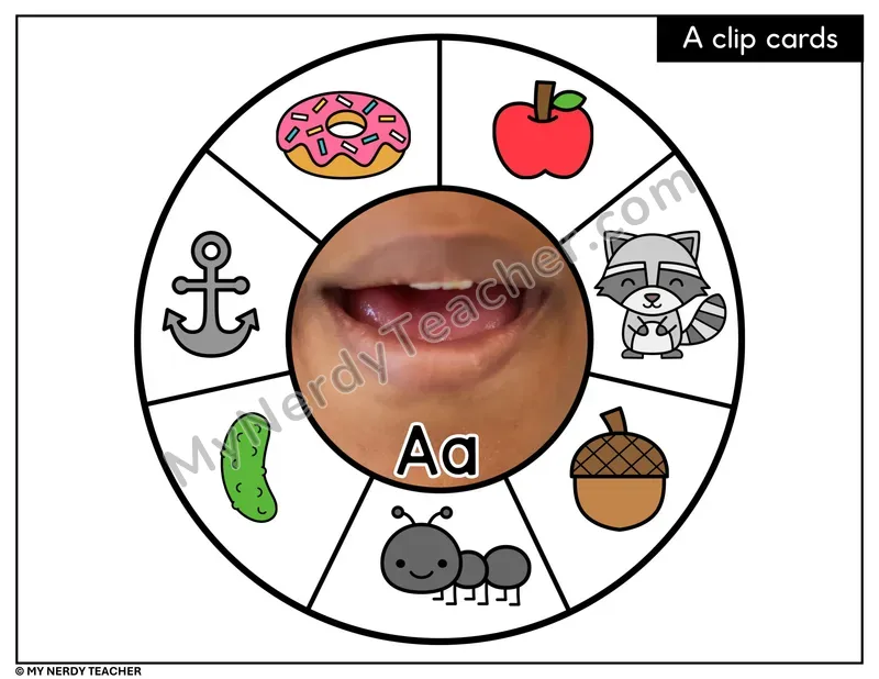 Letter A Beginning Sounds Clip Card