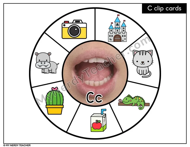 Letter C Beginning Sounds Clip Card