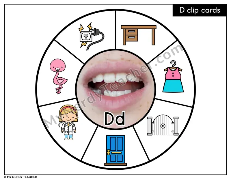 Letter D Beginning Sounds Clip Card