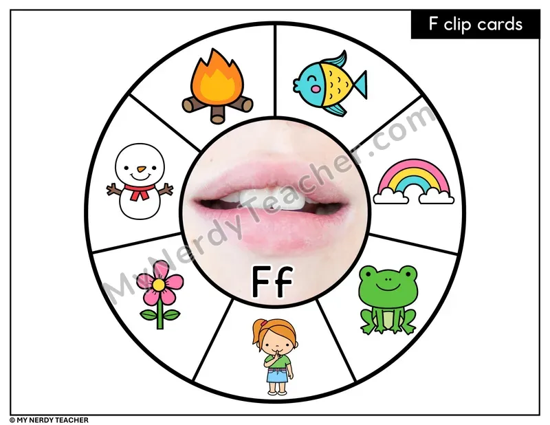 Letter F Beginning Sounds Clip Card