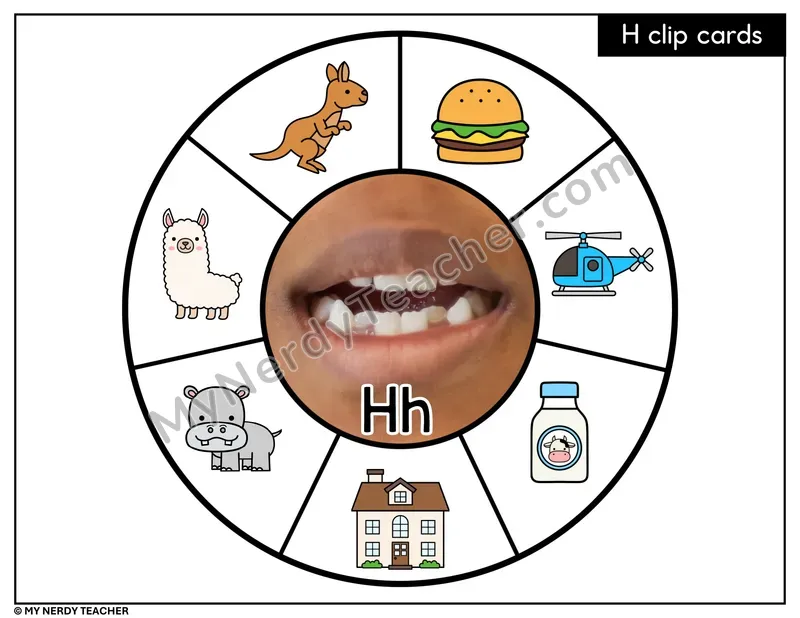 Letter H Beginning Sounds Clip Card