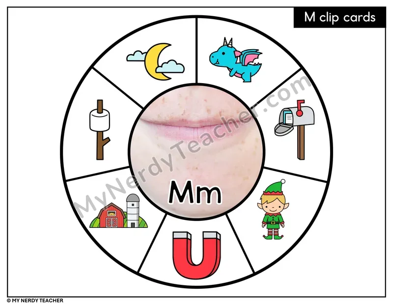 Letter M Beginning Sounds Clip Card
