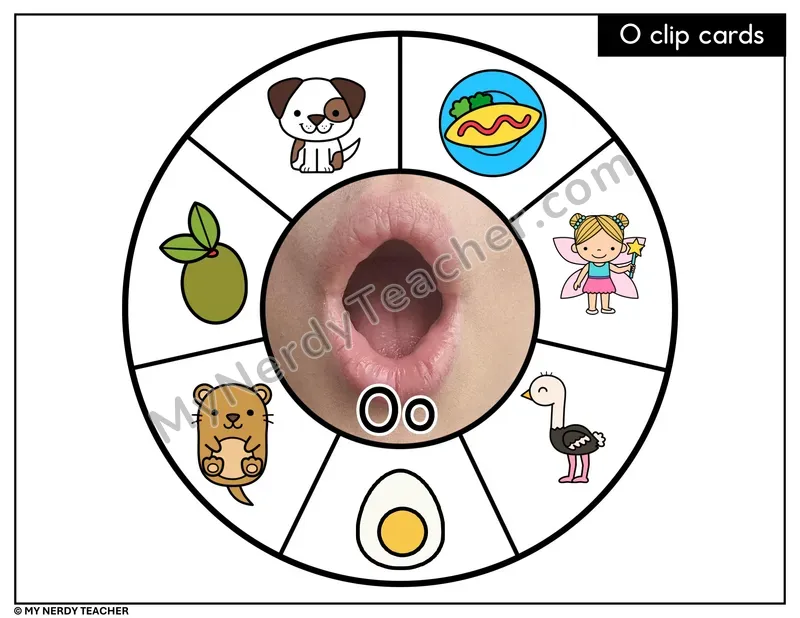 Letter O Beginning Sounds Clip Card