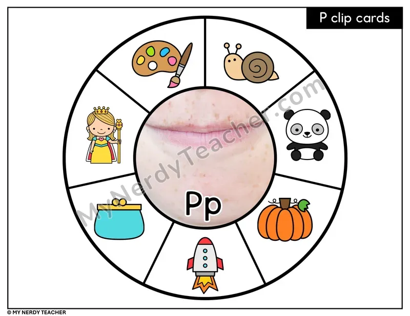 Letter P Beginning Sounds Clip Card