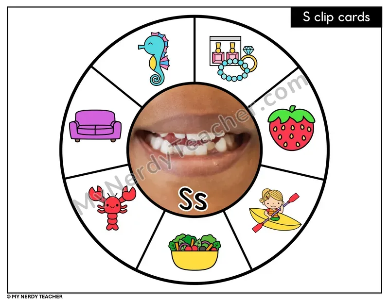 Letter S Beginning Sounds Clip Card