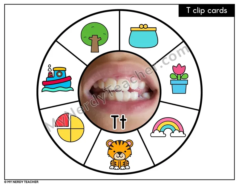 Letter T Beginning Sounds Clip Card