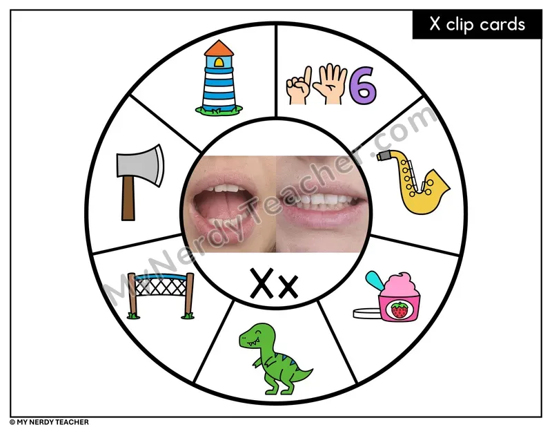 Letter X Beginning Sounds Clip Card