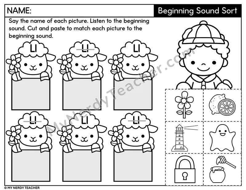 Letter L Beginning Sound Sort — Cut and Paste