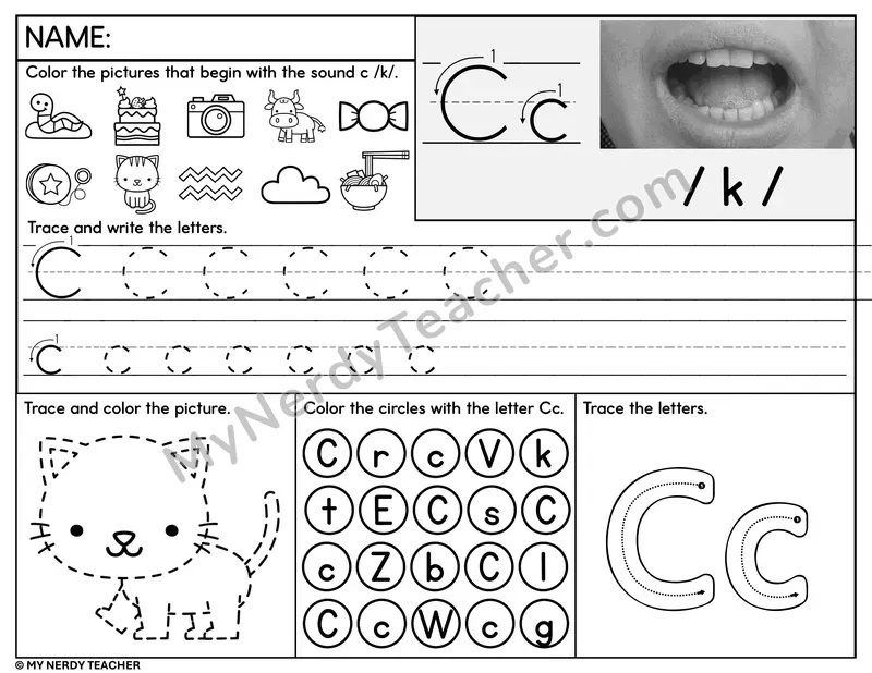 Letter C Tracing Worksheet and Find