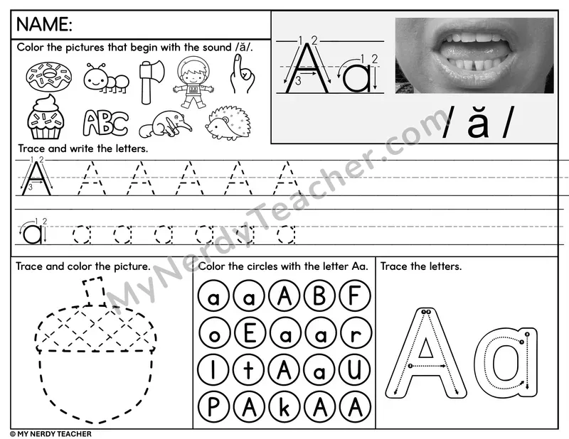 Letter A Tracing Worksheet and Find