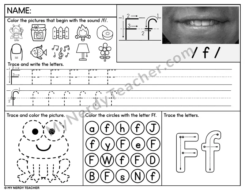 Letter F Tracing Worksheet and Find