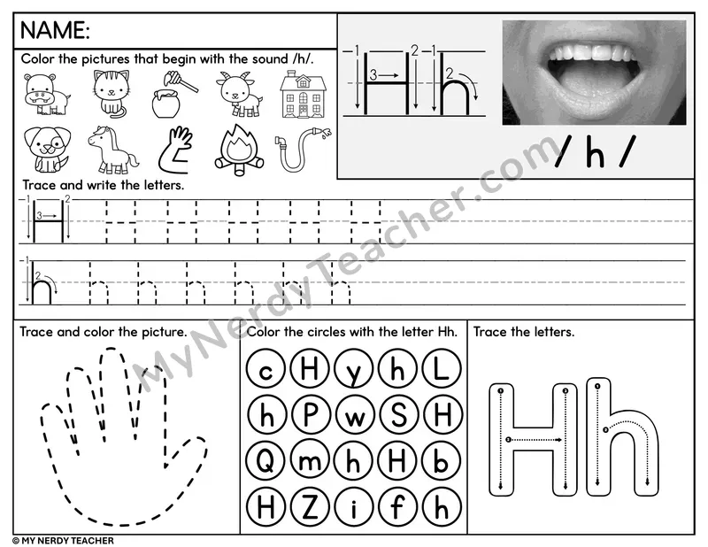 Letter H Tracing Worksheet and Find