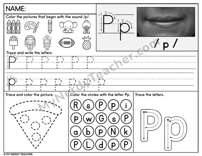 Letter P Tracing Worksheet and Find