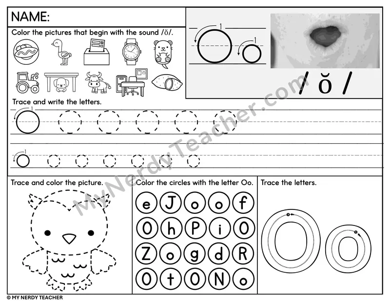 Letter O Tracing Worksheet and Find