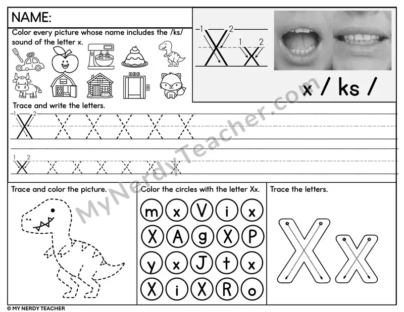 Letter X Tracing Worksheet and Find
