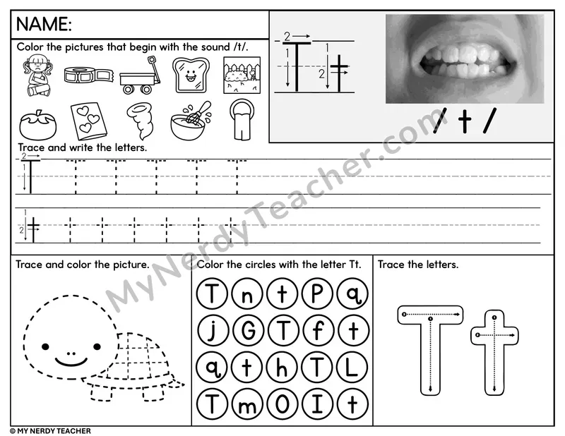 Letter T Tracing Worksheet and Find