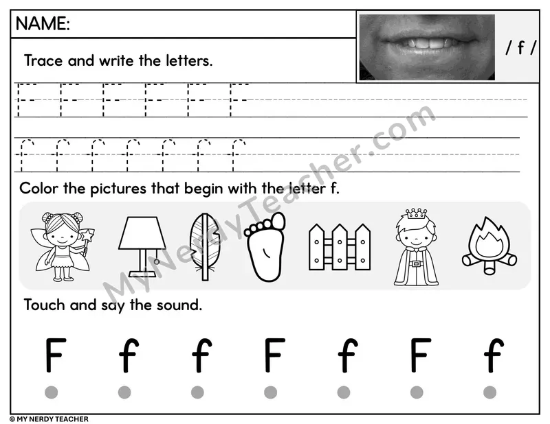 Letter F Trace and Write Worksheet