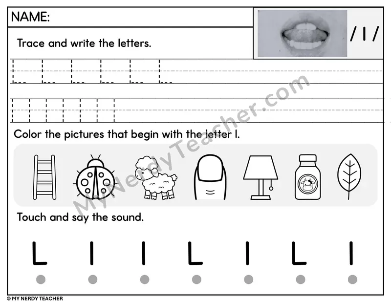 Letter L Trace and Write Worksheet