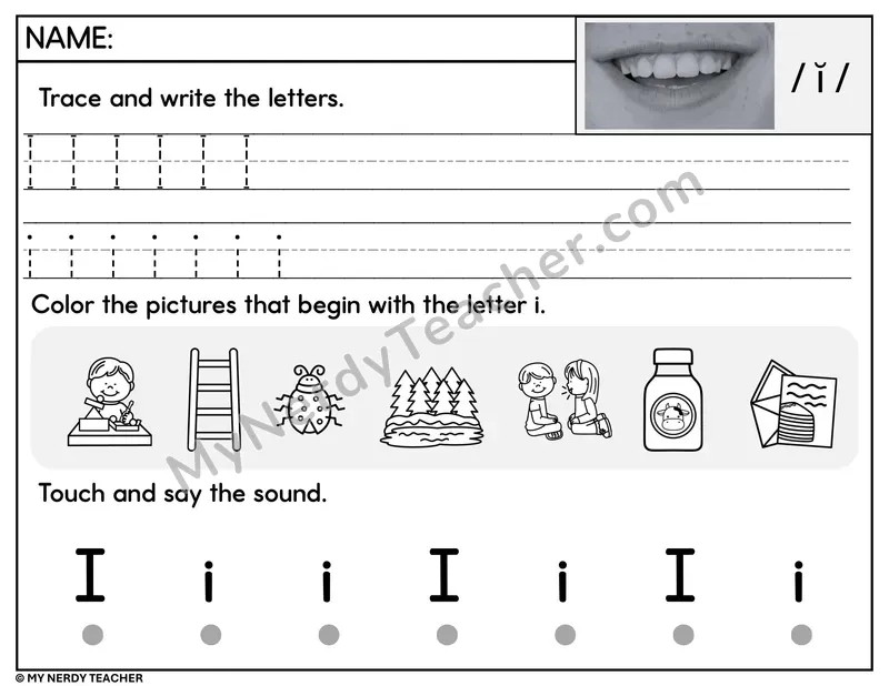 Letter I Trace and Write Worksheet