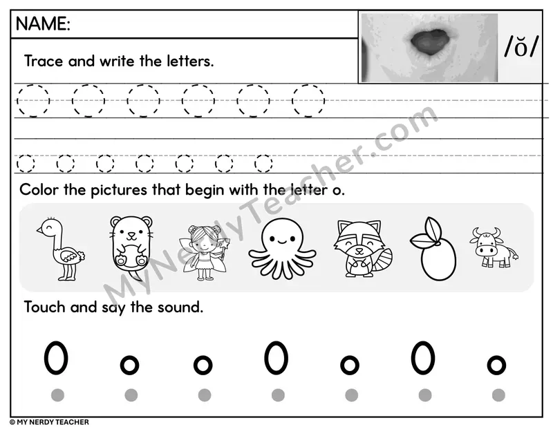 Letter O Trace and Write Worksheet