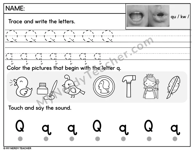 Letter Q Trace and Write Worksheet