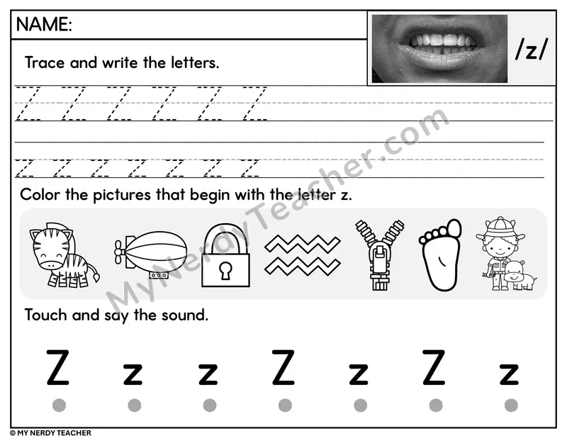 Letter Z Trace and Write Worksheet