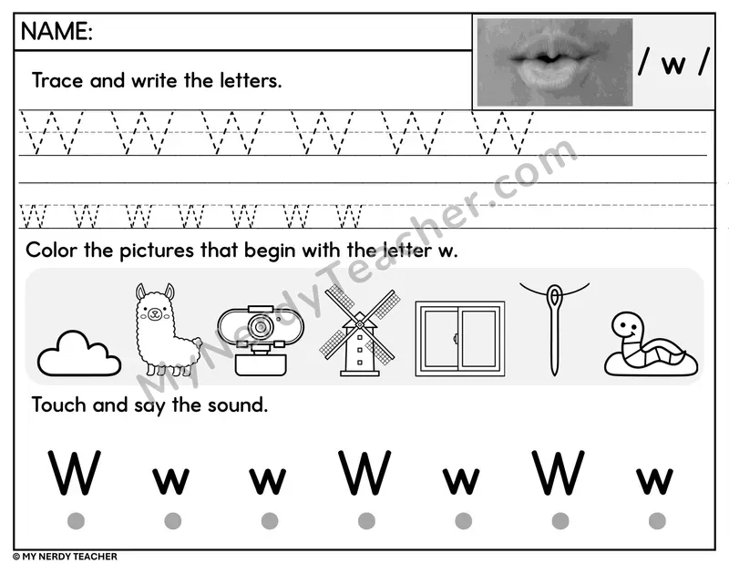Letter W Trace and Write Worksheet