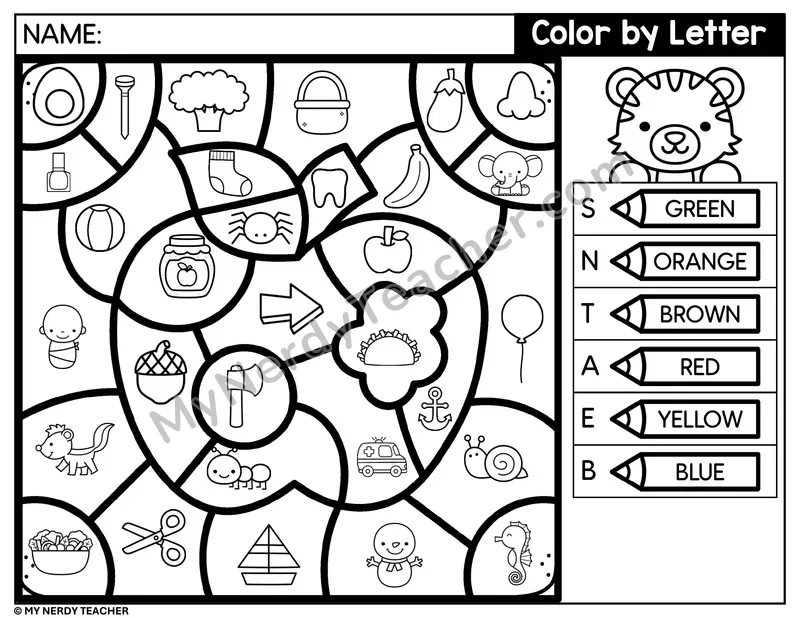 Color by Beginning Sound — Letters S, N, T, A and More