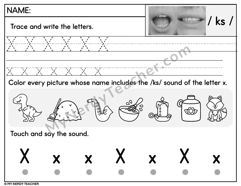 Letter X Trace and Write Worksheet