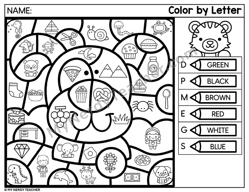Color by Beginning Sound — Letters D, P, M, E and More