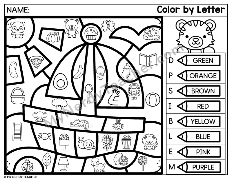 Color by Beginning Sound — Letters D, P, S, I and More