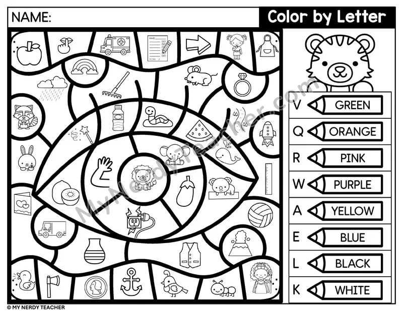 Color by Beginning Sound — Letters V, Q, R, W and More