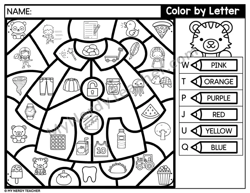 Color by Beginning Sound — Letters W, T, P, J and More