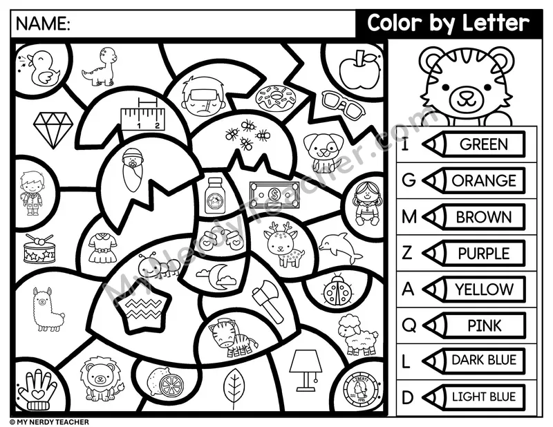 Color by Beginning Sound — Letters I, G, M, Z and More