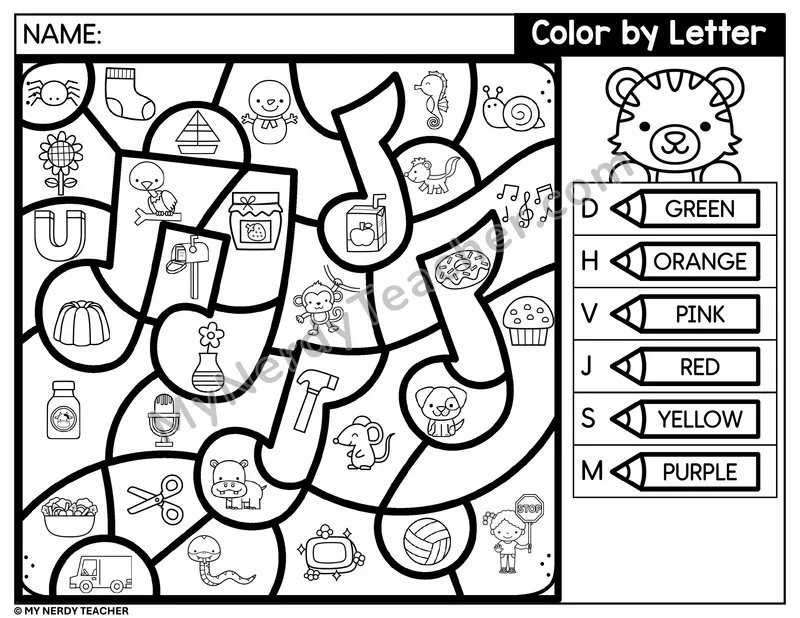 Color by Beginning Sound — Letters D, H, V, J and More