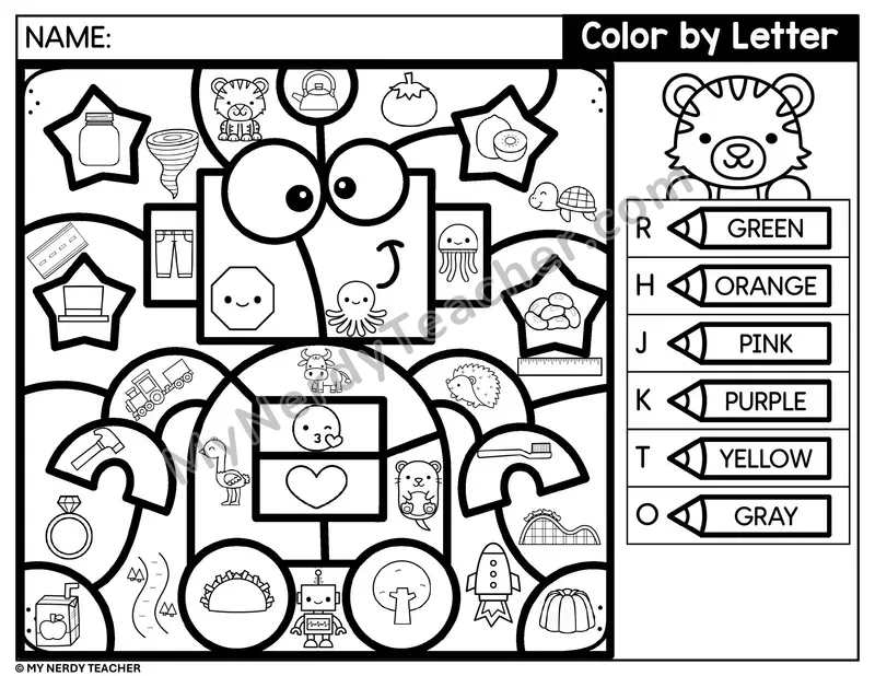 Color by Beginning Sound — Letters R, H, J, K and More