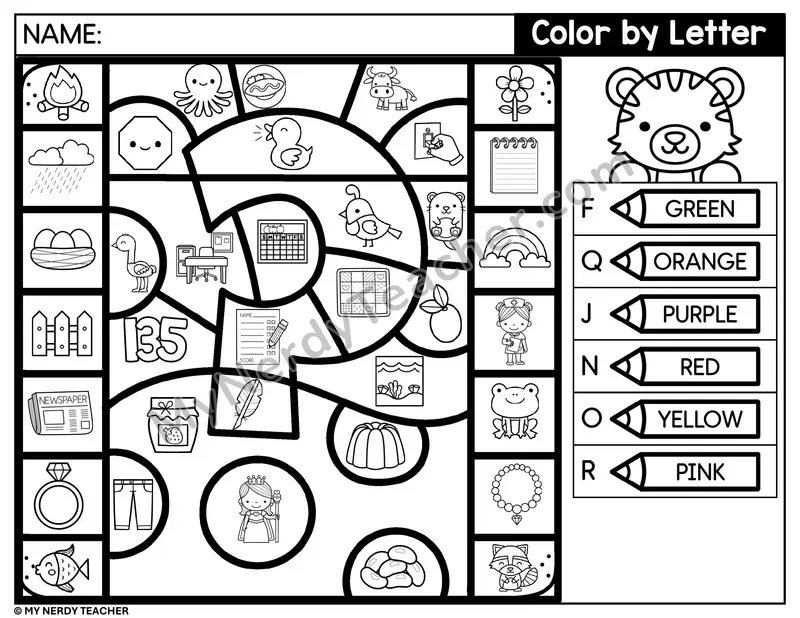Color by Beginning Sound — Letters F, Q, J, N and More