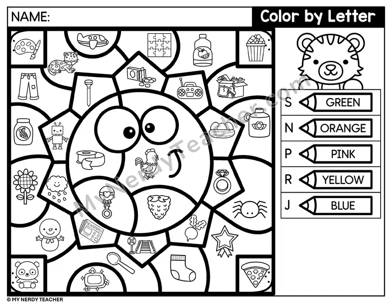 Color by Beginning Sound — Letters S, N, P, R and More