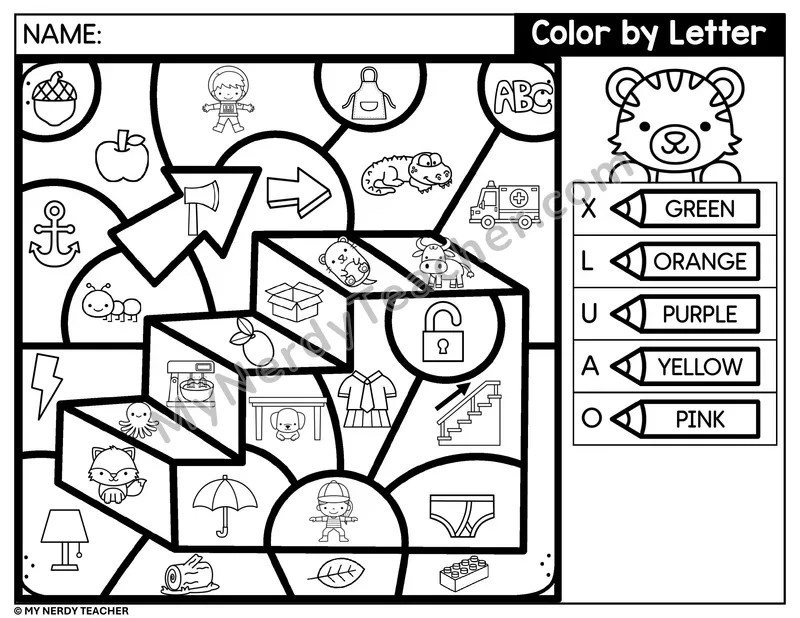 Color by Beginning Sound — Letters X, L, U, A and More