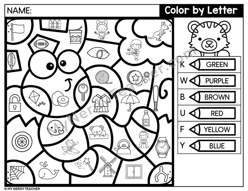 Color by Beginning Sound — Letters K, W, B, U and More