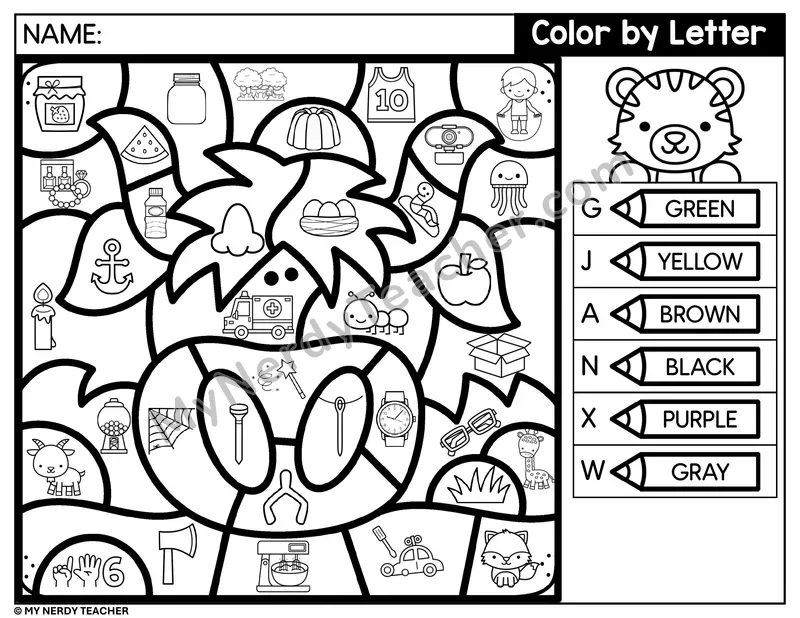 Color by Beginning Sound — Letters G, J, A, N and More