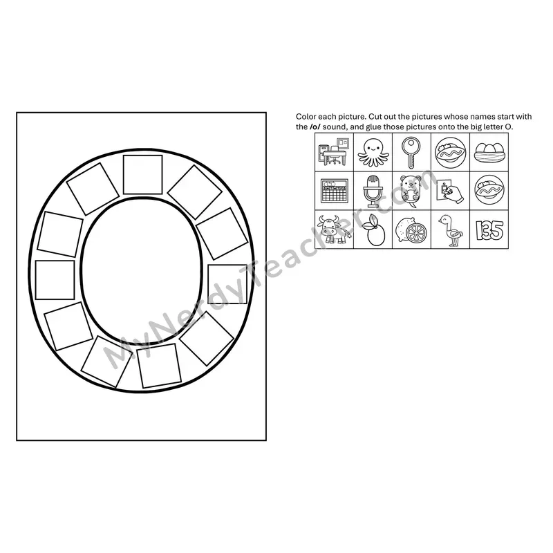 Letter O Beginning Sounds Cut and Paste Craft